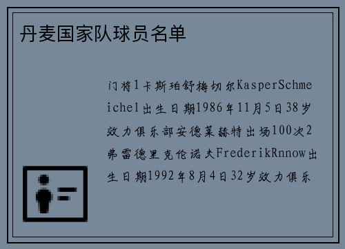 丹麦国家队球员名单
